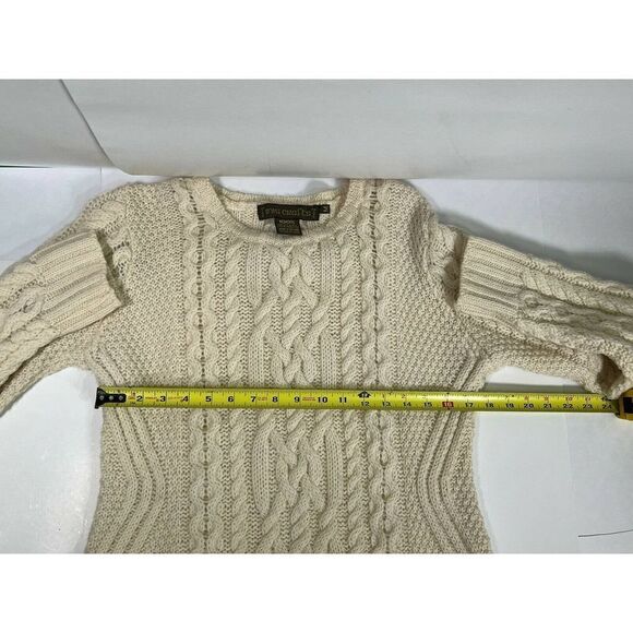 Inis Craft Sweater Fisherman Ivory Cream Cable Knit 100% Wool Ireland Medium - Picture 8 of 11